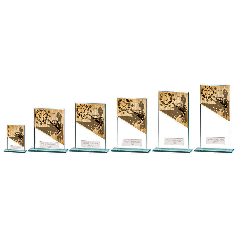 Personalised Engraved Mustang Glass Fishing Trophy 5 Sizes Available Free Engraving
