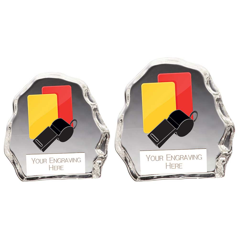 Personalised Engraved Mystique Football Referee Glass Trophy 2 Sizes Available Free Engraving