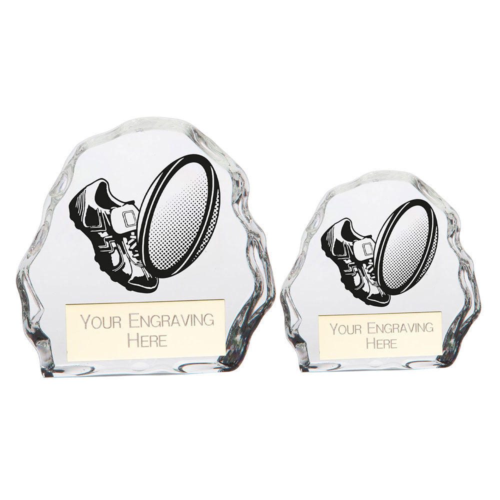 Personalised Engraved Mystique Glass Rugby Award Trophy 2 Sizes Available Free Engraving