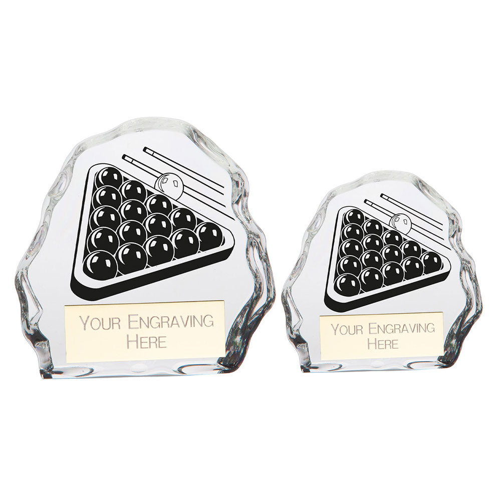 Personalised Engraved Mystique Glass Pool Snooker Award Trophy 2 Sizes Available Free Engraving