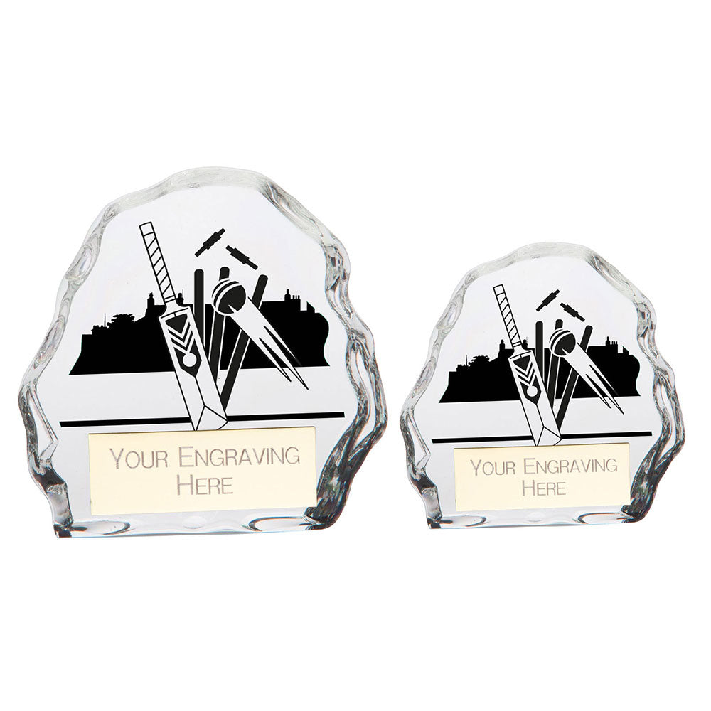 Personalised Engraved Mystique Glass Cricket Award Trophy 2 Sizes Available Free Engraving