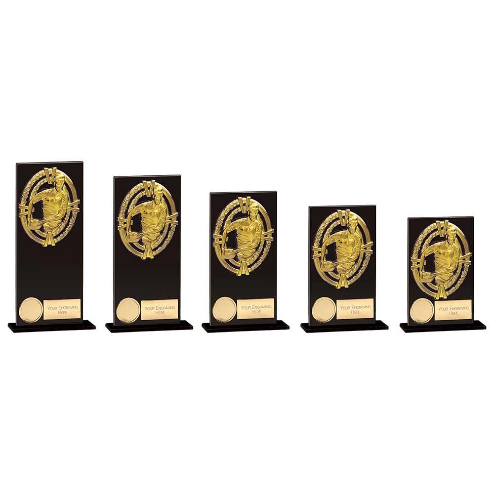 Personalised Engraved Fusion Maverick Glass Rugby Trophy 5 Sizes Available Free Engraving