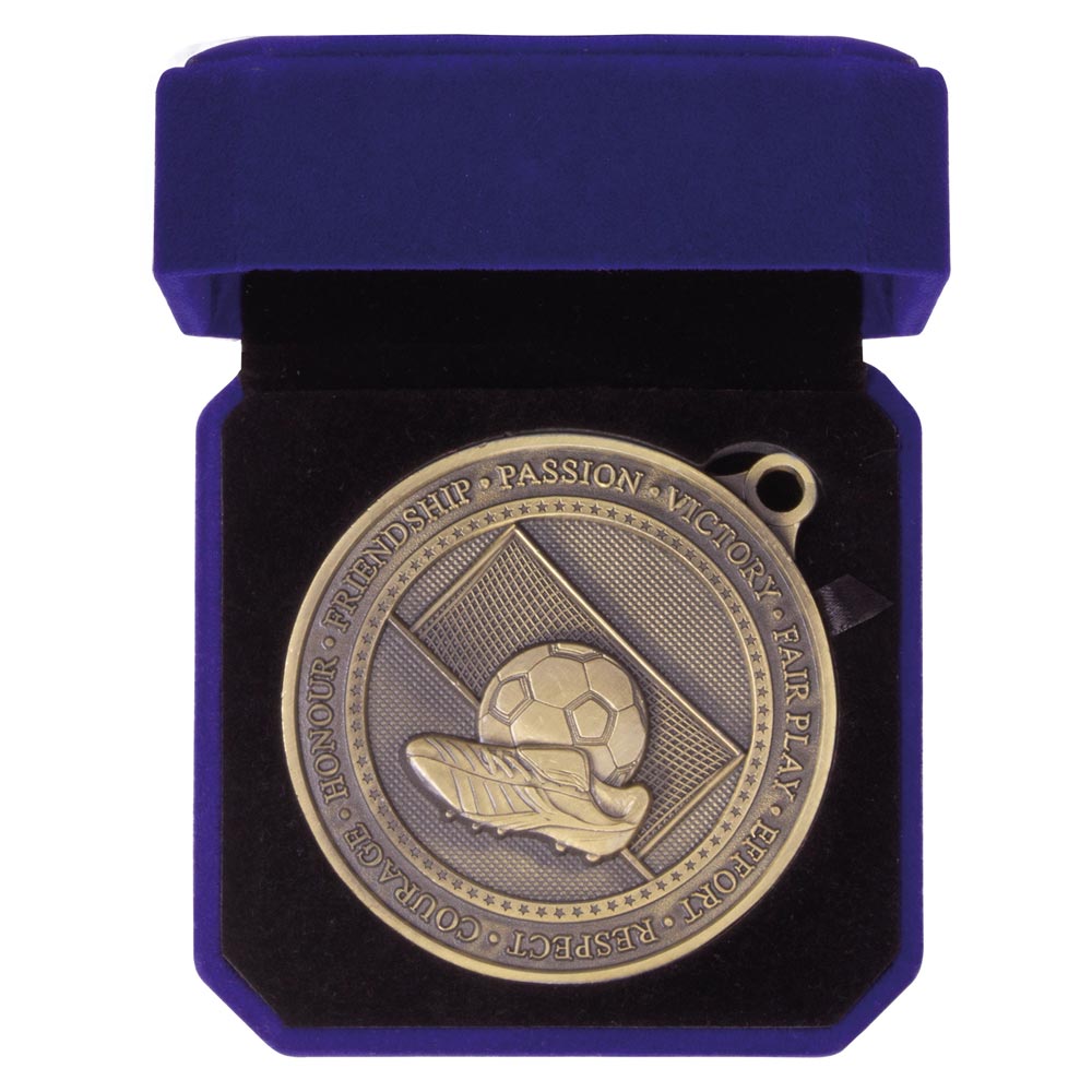 Personalised Engraved Gold 70mm Football Medal & Box Trophy Free Engraving