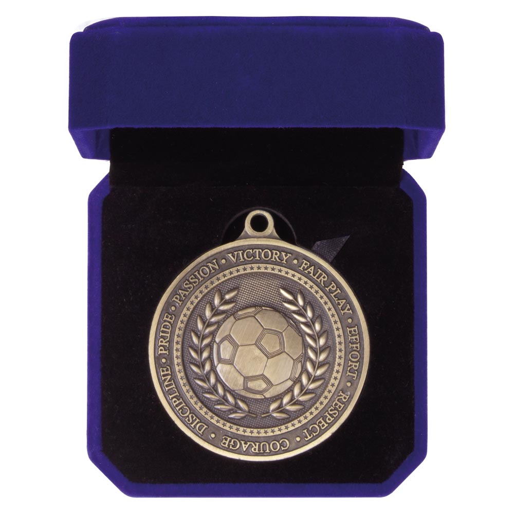 Personalised Engraved Gold 60mm Football Medal & Box Trophy Free Engraving