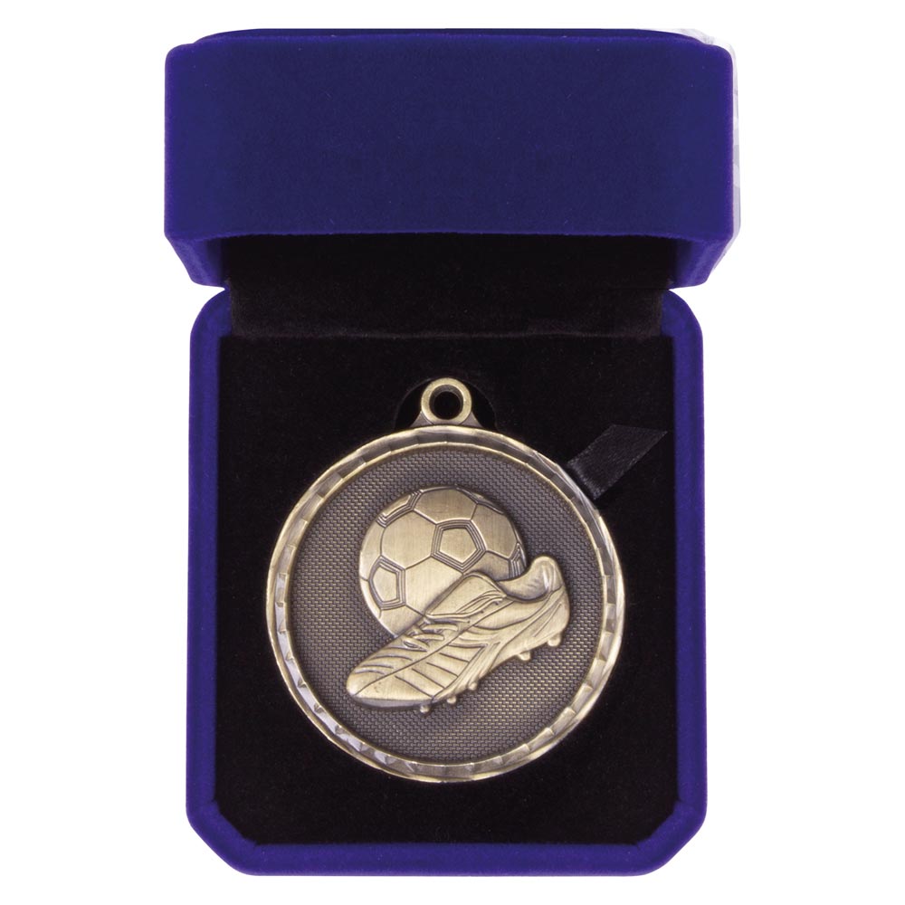 Personalised Engraved Gold 50mm Football Medal & Box Trophy Free Engraving