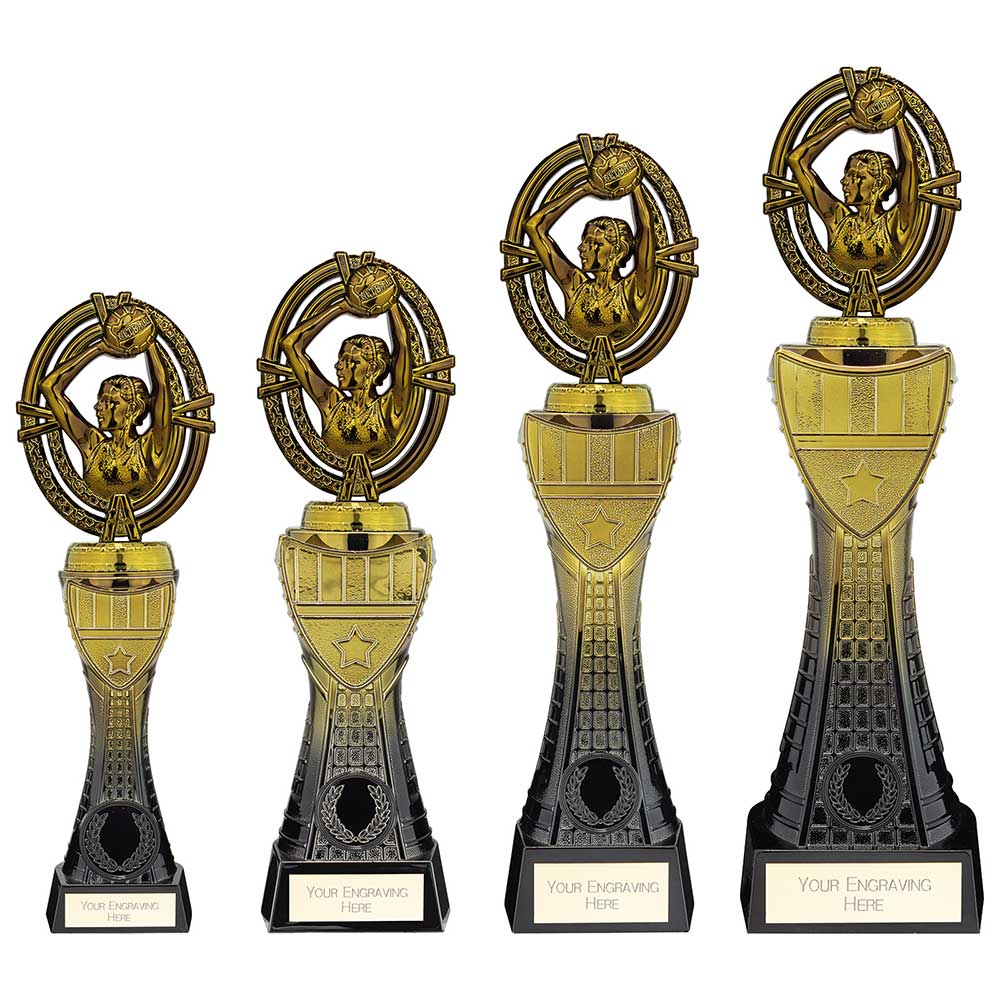 Personalised Engraved Maverick Tower Netball Trophy 4 Sizes Available Free Engraving