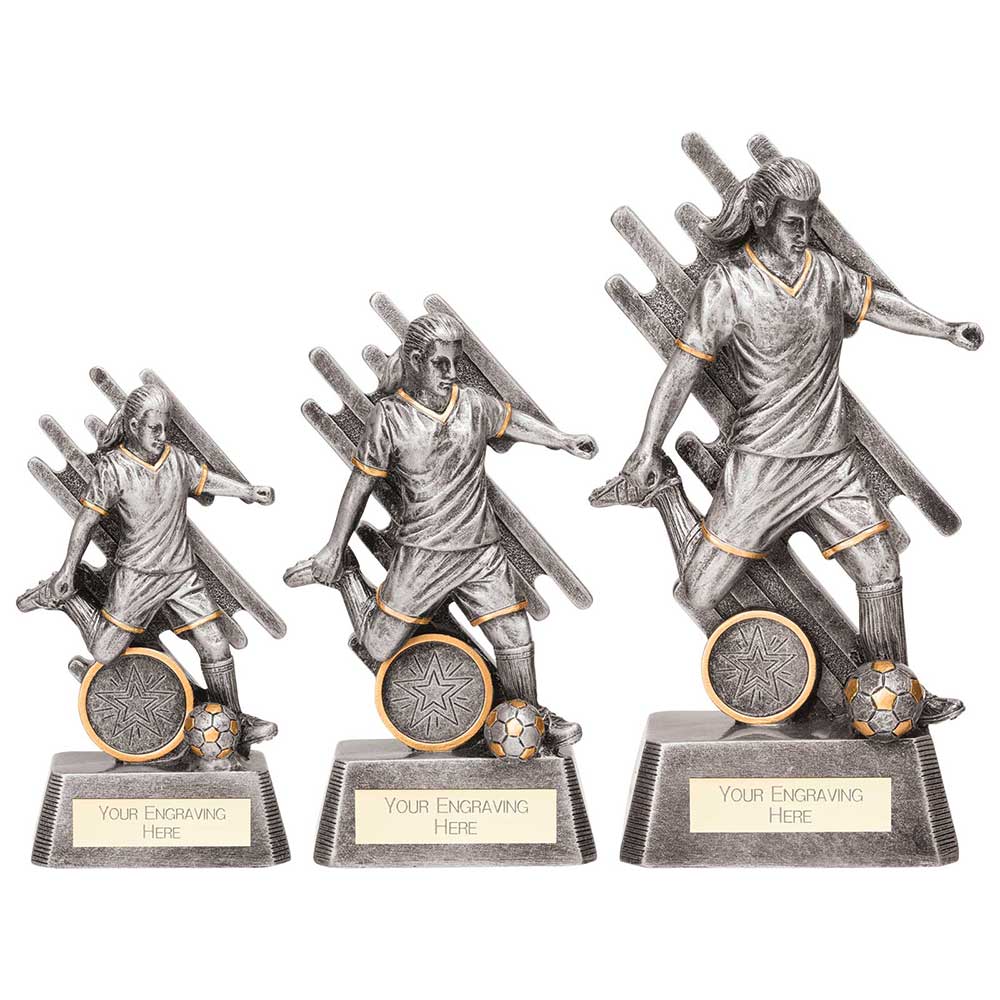 Personalised Engraved Focus Female Football Trophy 3 Sizes Available Free Engraving