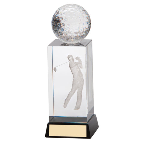 Personalised Engraved Stirling Golf Crystal Award Trophy 2 Sizes Available Free Engraving