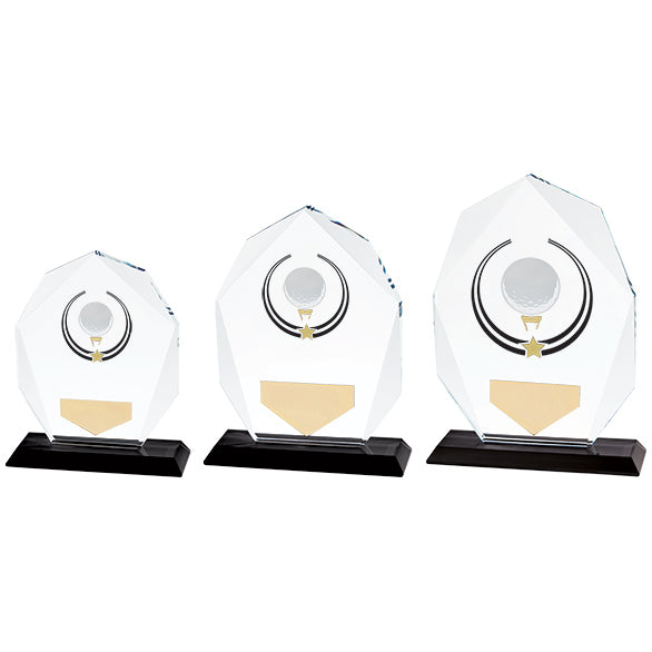 Personalised Engraved Glacier Glass Golf Award Trophy 3 Sizes Available Free Engraving