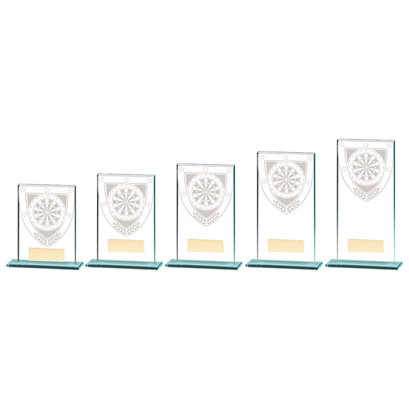 Personalised Engraved Darts Millennium Glass Trophy 5 Sizes Available Free Engraving
