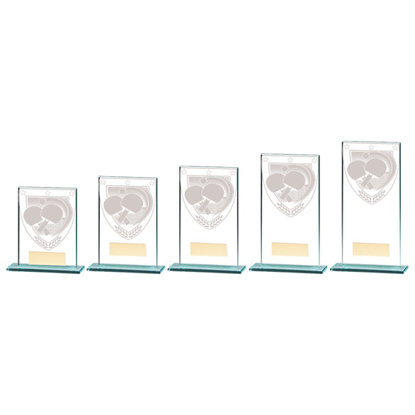 Personalised Engraved Millennium Table Tennis Glass Award Trophy 5 Sizes Available Free Engraving