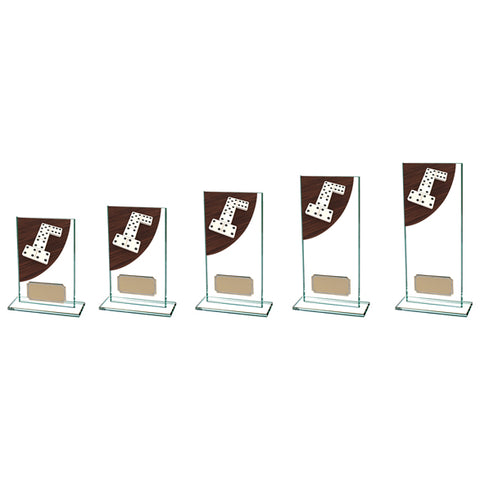 Personalised Engraved Dominoes Colour Curve Glass Trophy 5 Sizes Available Free Engraving