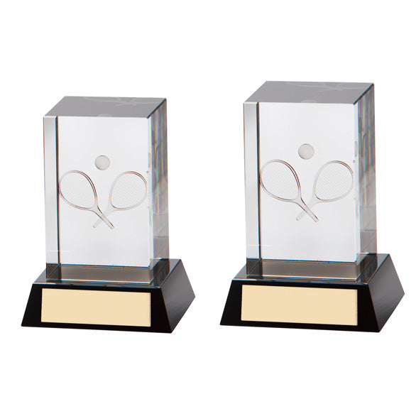 Personalised Engraved Tennis Conquest Glass Trophy 2 Sizes Available Free Engraving