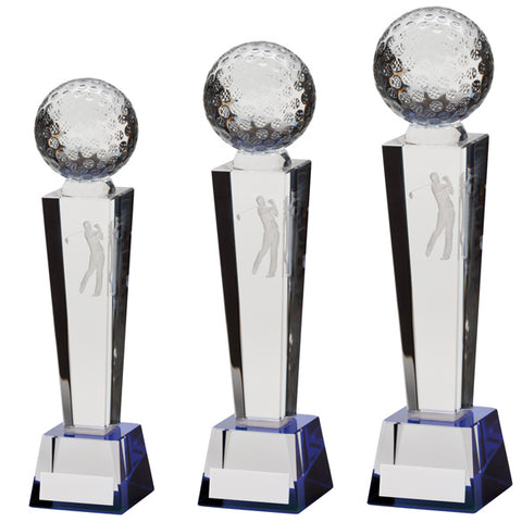 Personalised Engraved Legend Tower Crystal Golf Award Trophy 3 Sizes Available Free Engraving