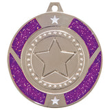 Personalised Engraved Purple Glitter Star Medal 50mm Available In 3 Finishes Free Engraving