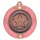 Personalised Engraved Pink Glitter Star Medal 50mm Available In 3 Finishes Free Engraving