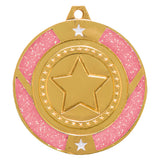 Personalised Engraved Pink Glitter Star Medal 50mm Available In 3 Finishes Free Engraving