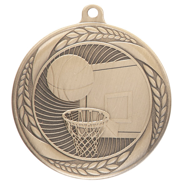 Personalised Engraved Typhoon Basketball Medal 55mm Available In 3 Finishes Free Engraving
