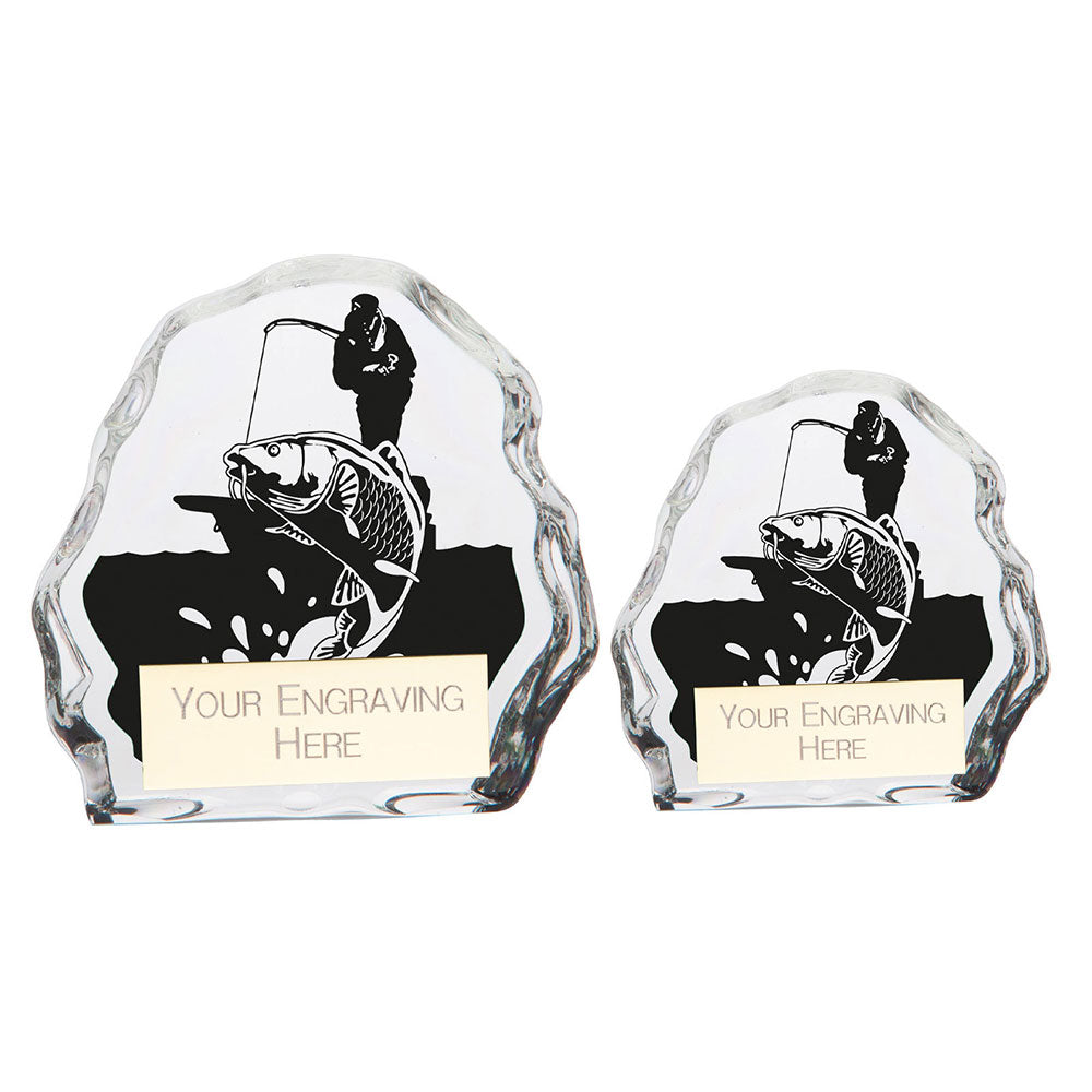 Personalised Engraved Mystique Glass Fishing Award Trophy 2 Sizes Available Free Engraving