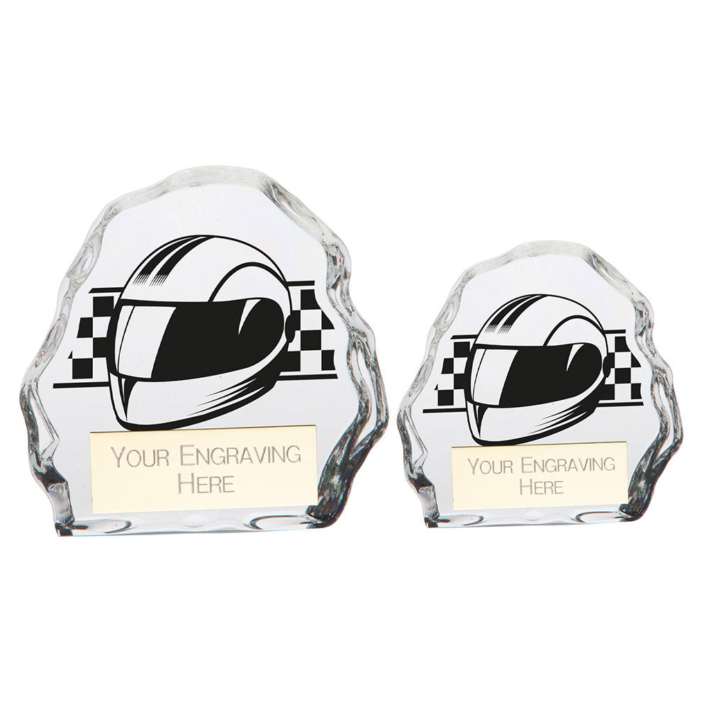 Personalised Engraved Mystique Glass Motorsport Award Trophy 2 Sizes Available Free Engraving