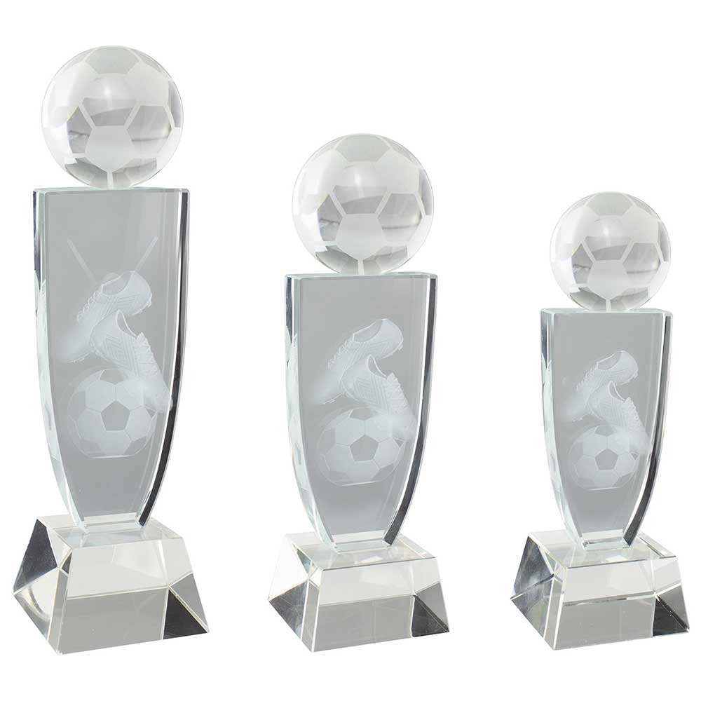 Personalised Engraved Reflex Crystal Football Award Trophy 3 Sizes Available Free Engraving