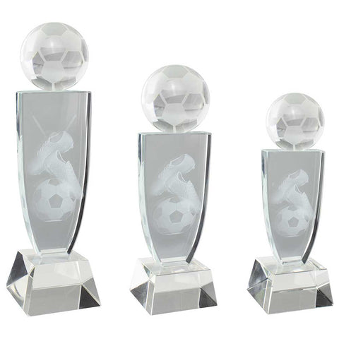 Personalised Engraved Reflex Crystal Football Award Trophy 3 Sizes Available Free Engraving