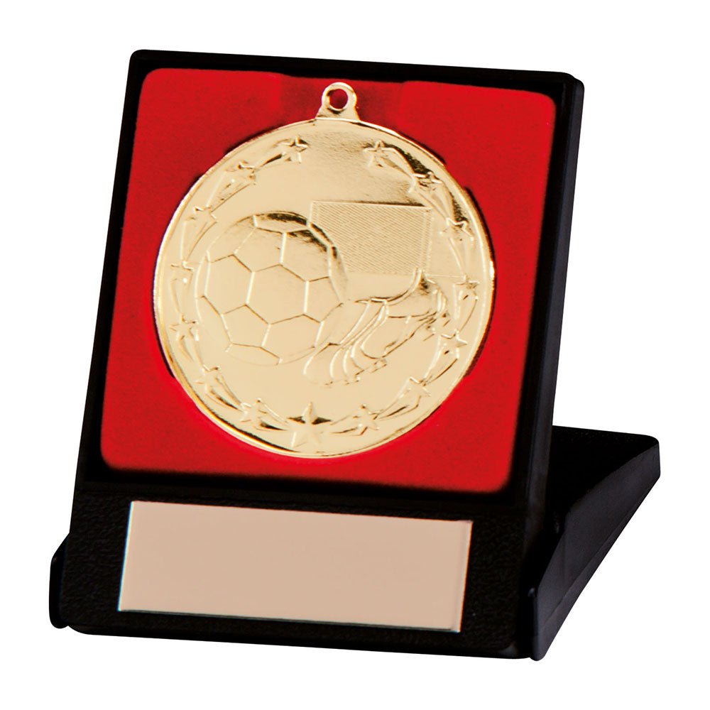 Personalised Engraved Gold 50mm Football Medal & Box Trophy Free Engraving