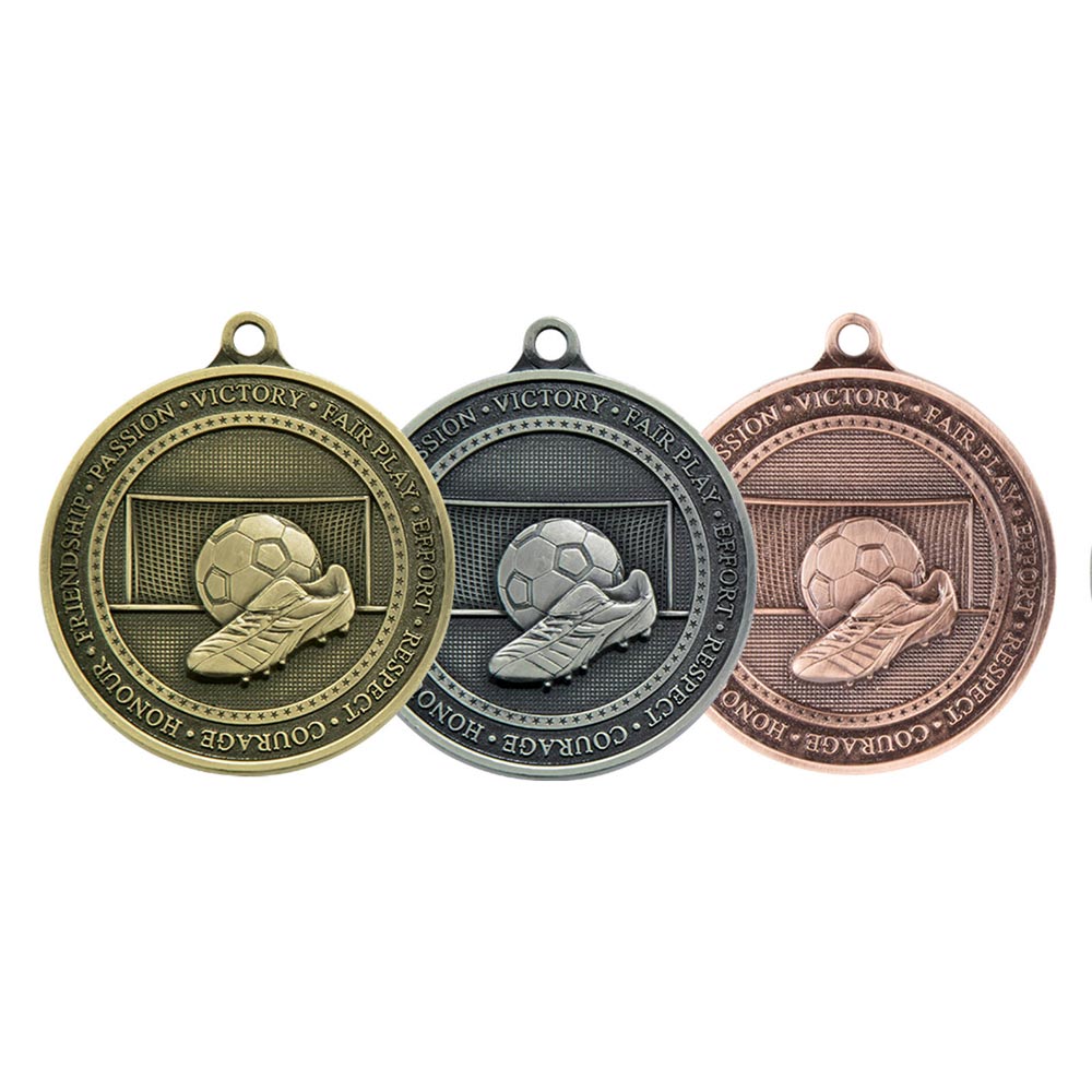 Personalised Engraved Olympia Football Medal 70mm Available In 3 Finishes Free Engraving