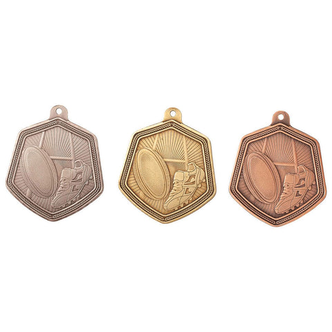 Personalised Engraved Cobra Rugby Medal 65mm Available in 3 Finishes Free Engraving