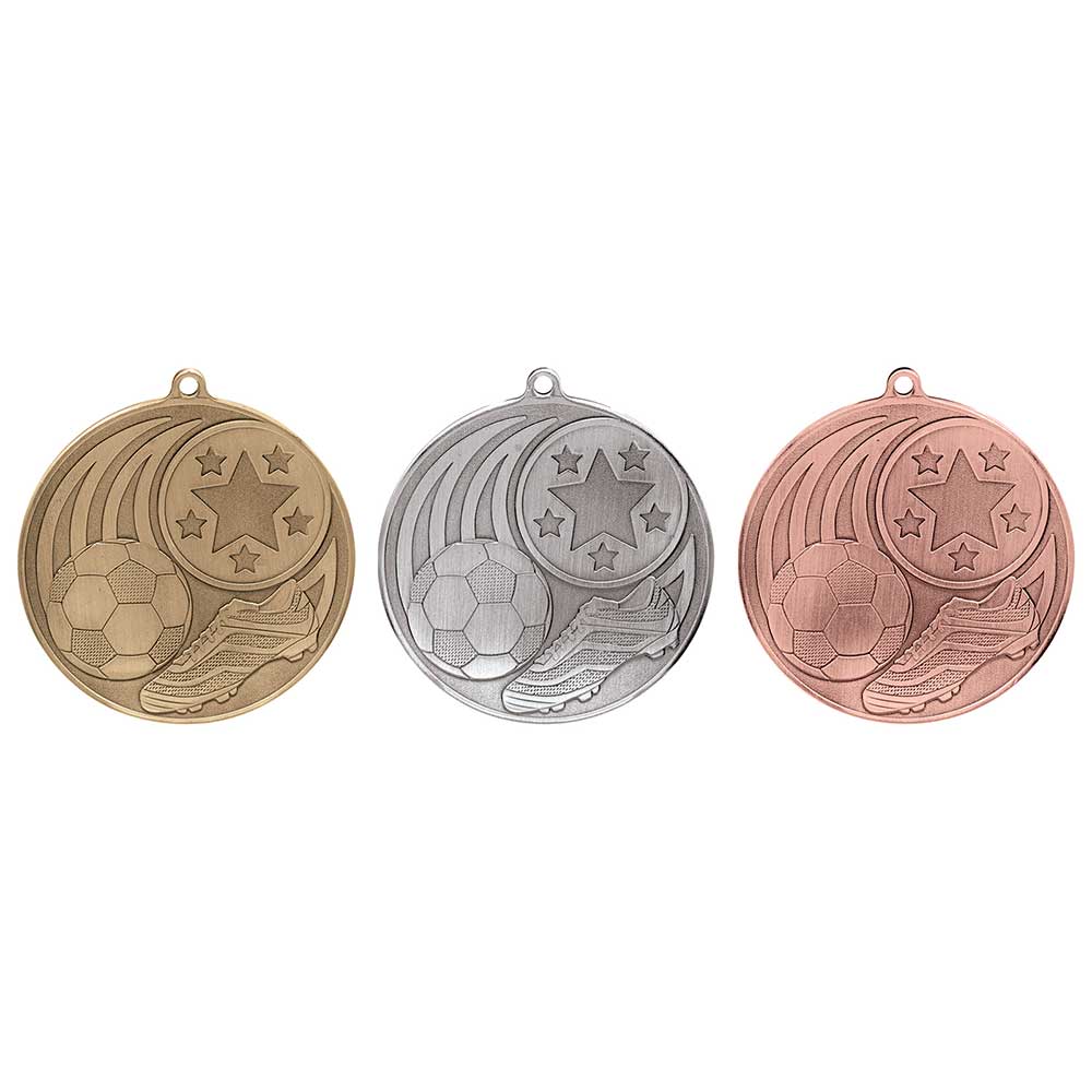 Personalised Engraved Iconic Football Medal 55mm Available In 3 Finishes Free Engraving