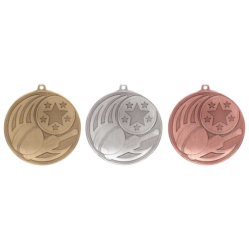 Personalised Engraved Iconic Cricket Medal 55mm Available In 3 Finishes Free Engraving