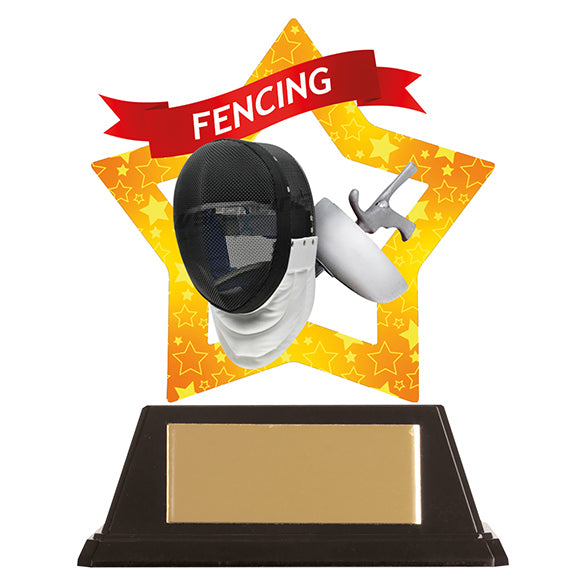 Personalised Engraved Mini-Star Fencing Trophy Free Engraving
