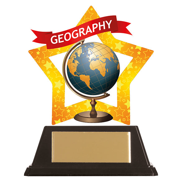 Personalised Engraved Mini-Star Geography Trophy Free Engraving