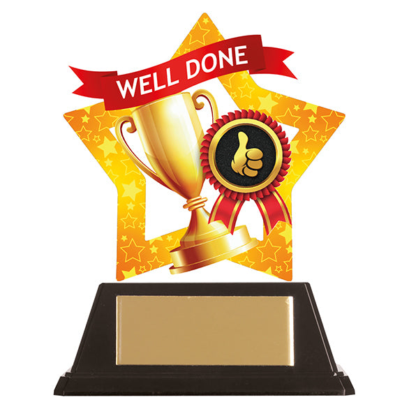 Personalised Engraved Mini-Star Well Done Trophy Free Engraving
