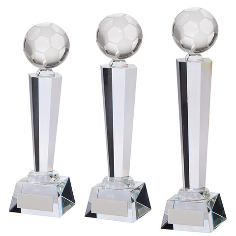 Personalised Engraved Interceptor Crystal Football Award Trophy 3 Sizes Available Free Engraving