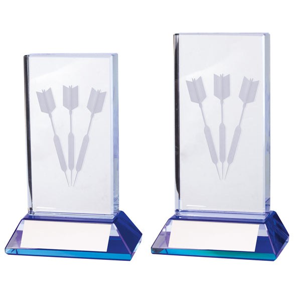Personalised Engraved Darts Davenport Glass Trophy 2 Sizes Available Free Engraving
