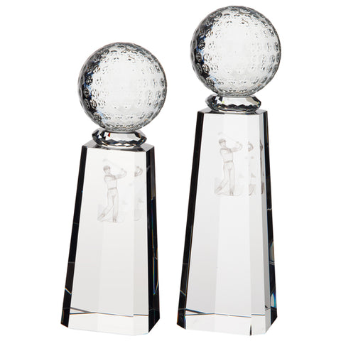 Personalised Engraved Synergy Golf Crystal Award Trophy 2 Sizes Available Free Engraving
