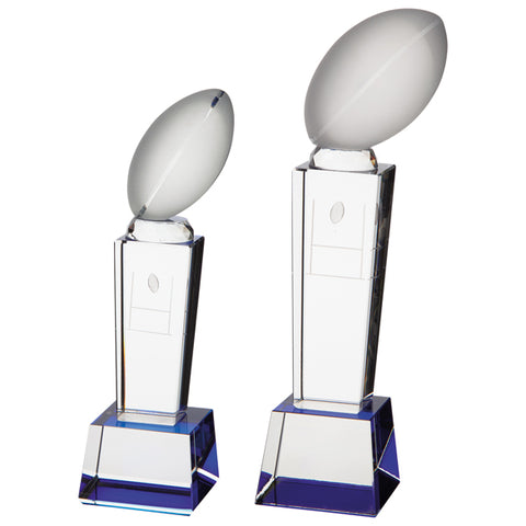Personalised Engraved Tribute Rugby Crystal Award Trophy 2 Sizes Available Free Engraving