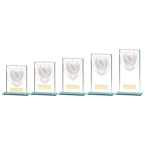 Personalised Engraved Millennium Rugby Glass Award Trophy 5 Sizes Available Free Engraving
