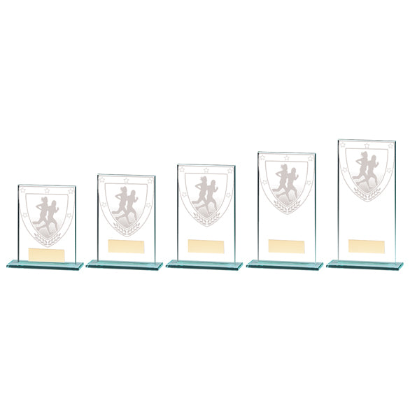 Personalised Engraved Millennium Running Glass Award Trophy 5 Sizes Available Free Engraving