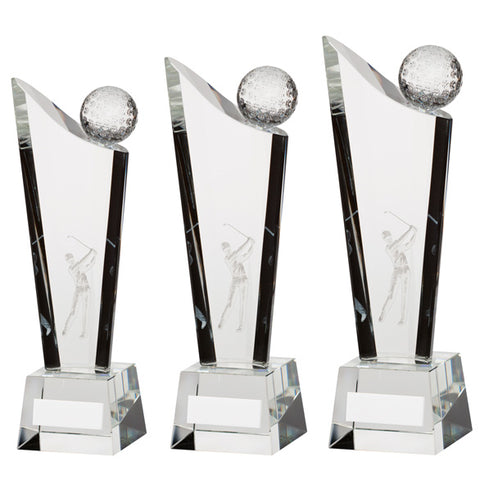 Personalised Engraved Capture Crystal Golf Award Trophy 3 Sizes Available Free Engraving