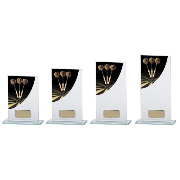 Personalised Engraved Darts Colour Curve Glass Trophy 5 Sizes Available Free Engraving