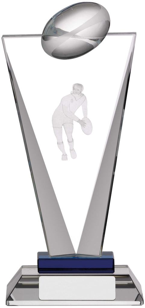 Personalised Engraved Glass Rugby Trophy 3 Sizes Available Free Engraving