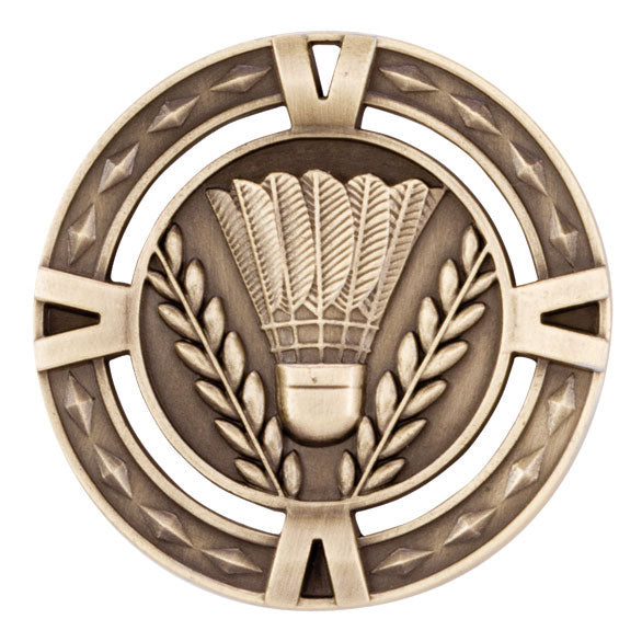 Personalised Engraved V Tech Series Medal Badminton 60mm Available in 3 Finishes Free Engraving
