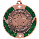 Personalised Engraved Green Glitter Star Medal 50mm Available In 3 Finishes Free Engraving