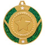 Personalised Engraved Green Glitter Star Medal 50mm Available In 3 Finishes Free Engraving