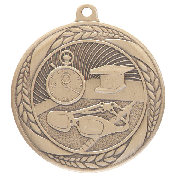 Personalised Engraved Typhoon Swimming Medal 55mm Available In 3 Finishes Free Engraving