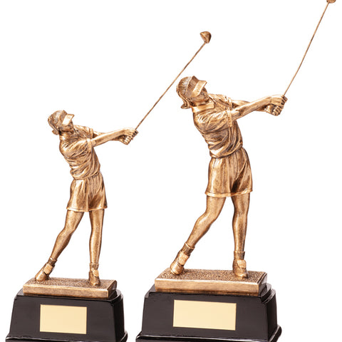 Personalised Engraved Royal Female Golf Figure Trophy 2 Sizes Available Free Engraving