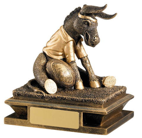 Personalised Engraved Resin Comic Rugby Trophy Free Engraving